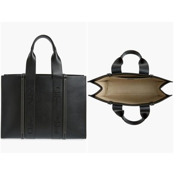 CHLOE Large Woody Leather Tote, Black, NEW IN BOX, 100% Authentic - Picture 2 of 9